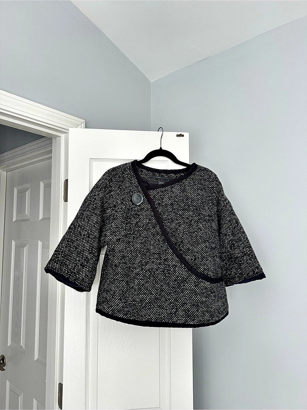 Marc Jacobs Textured WoolButton Front Wrap Jacket in Black & White